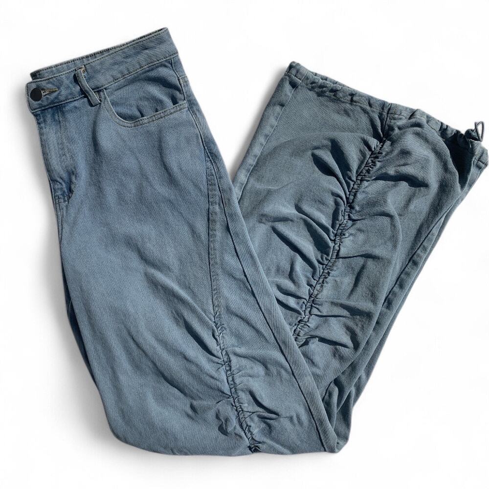 PacSun Light Indigo Ruched Wide Leg Jeans-Size Medium - Picture 3 of 10